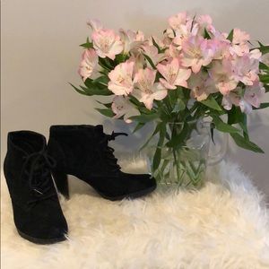 Black suede ankle bootie, Size 7